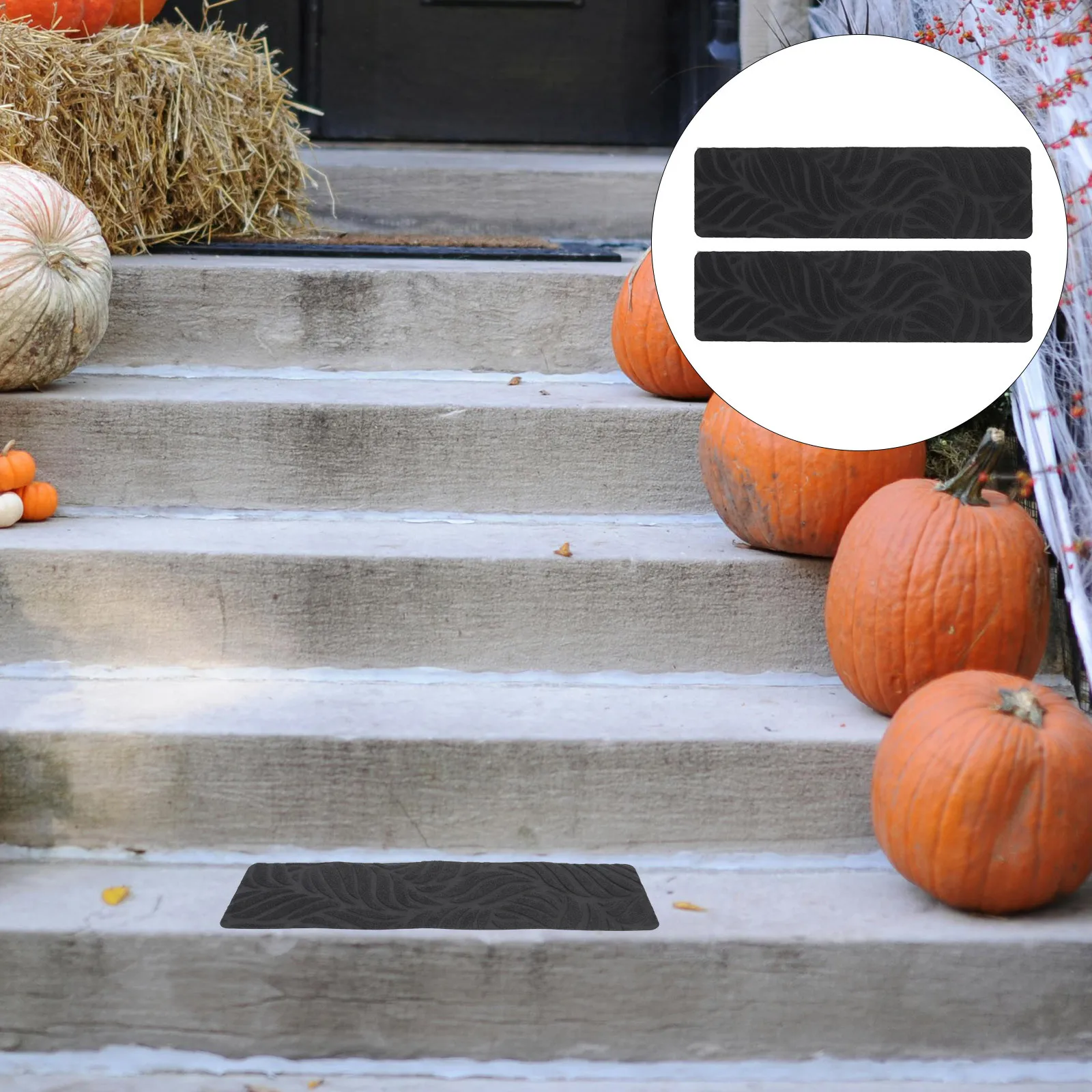 

2Pcs Non Slip Stair Treads Indoor Embossed Pattern Peel Stick Stair Carpet Rugs for Wooden Steps Safety Mats Rugs for Stairs