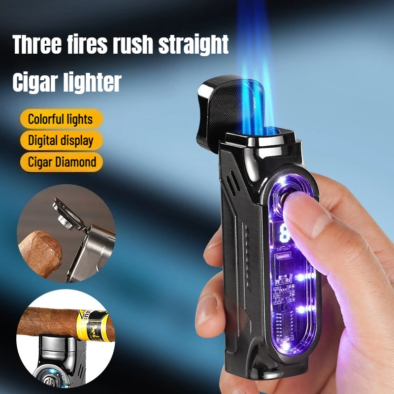 

2025 Power Display Three Direct Cigar Lighter Ignition Multifunctional Cigarette Lighter Household Kitchen Igniter High-end Gift