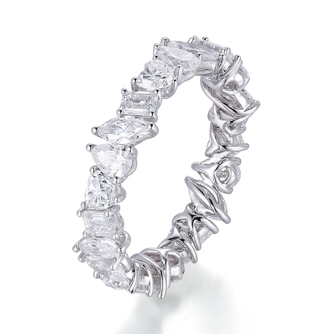 Provence echtes 18K Weißgold DEF Farbe Marquise Herzschliff voller Labordiamant Verlobungsringe für Frauen Benutzerdefinierter Luxus-Ehering