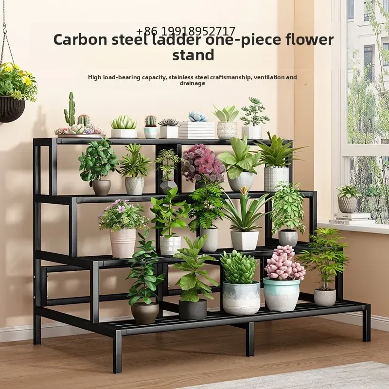 Metal Plant Stand Balcony Ladder Style Multi Tier Succulent Planter Outdoor Thickened Pot Holder Plant Rack Plant Stands JJ125