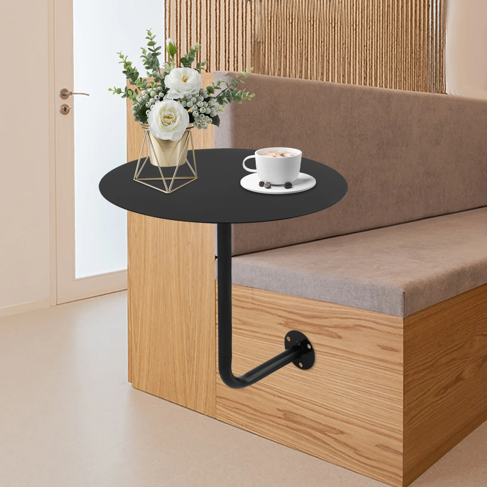Wall Mounted Circular Side Tables Coffee Shops Milk Tea Shops and Ssmall Round Table Storage Racks for Home Decor