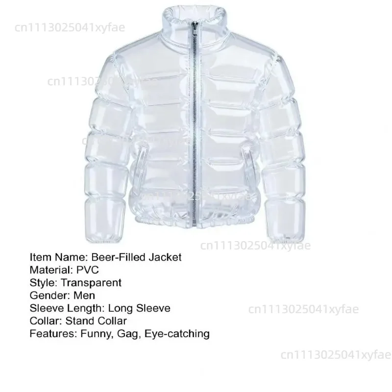 Funny Transparent Beer Filled Jacket Hilarious Gag Costume for Pool Party Festival Carnival Party Dress