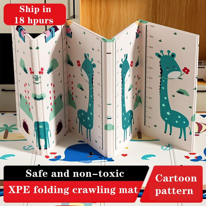 XPE matras lipat bayi karpet busa karpet anak 1cm tebal bantalan merangkak permainan mainan anak-anak matras Pengembangan Aktivitas 180*100cm