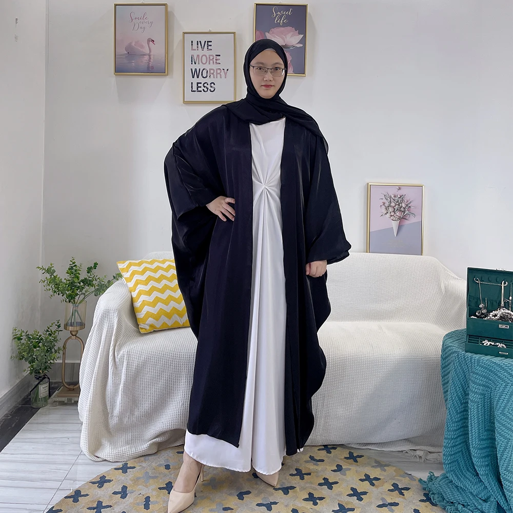 Manga Bbat personalizado Swing Robe, Modest Khimar Hijab, Abaya elegante, cor sólida, Dubai, Turquia, moda