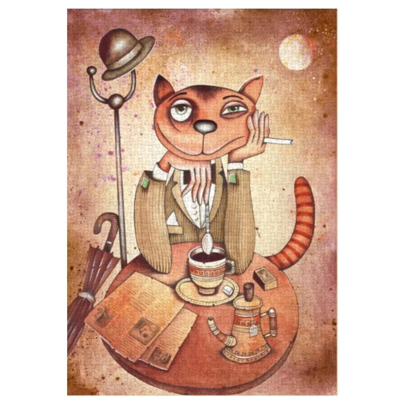 38*26cm Adult 1000 Pieces Mini Jigsaw Puzzle Gentleman\'s Cat Cute Animals Paintings Stress Reducing Toys Christmas Gifts
