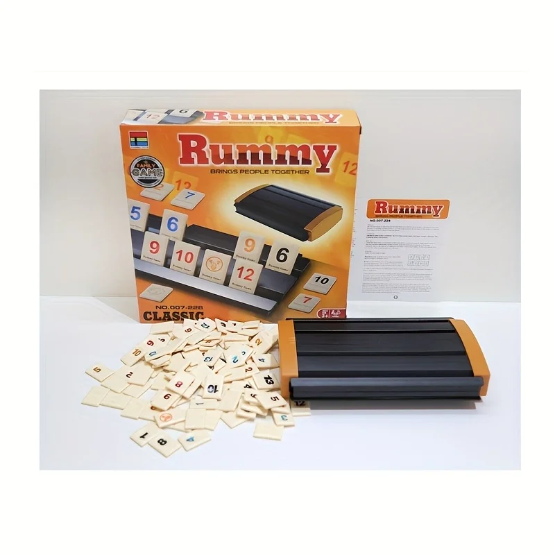 Klassisches Rummy-Tile-Brettspiel – Strategiespiel für 2–4 Spieler zum schnellen Denken, perfekt für Familie und Freunde, inklusive langlebiger P