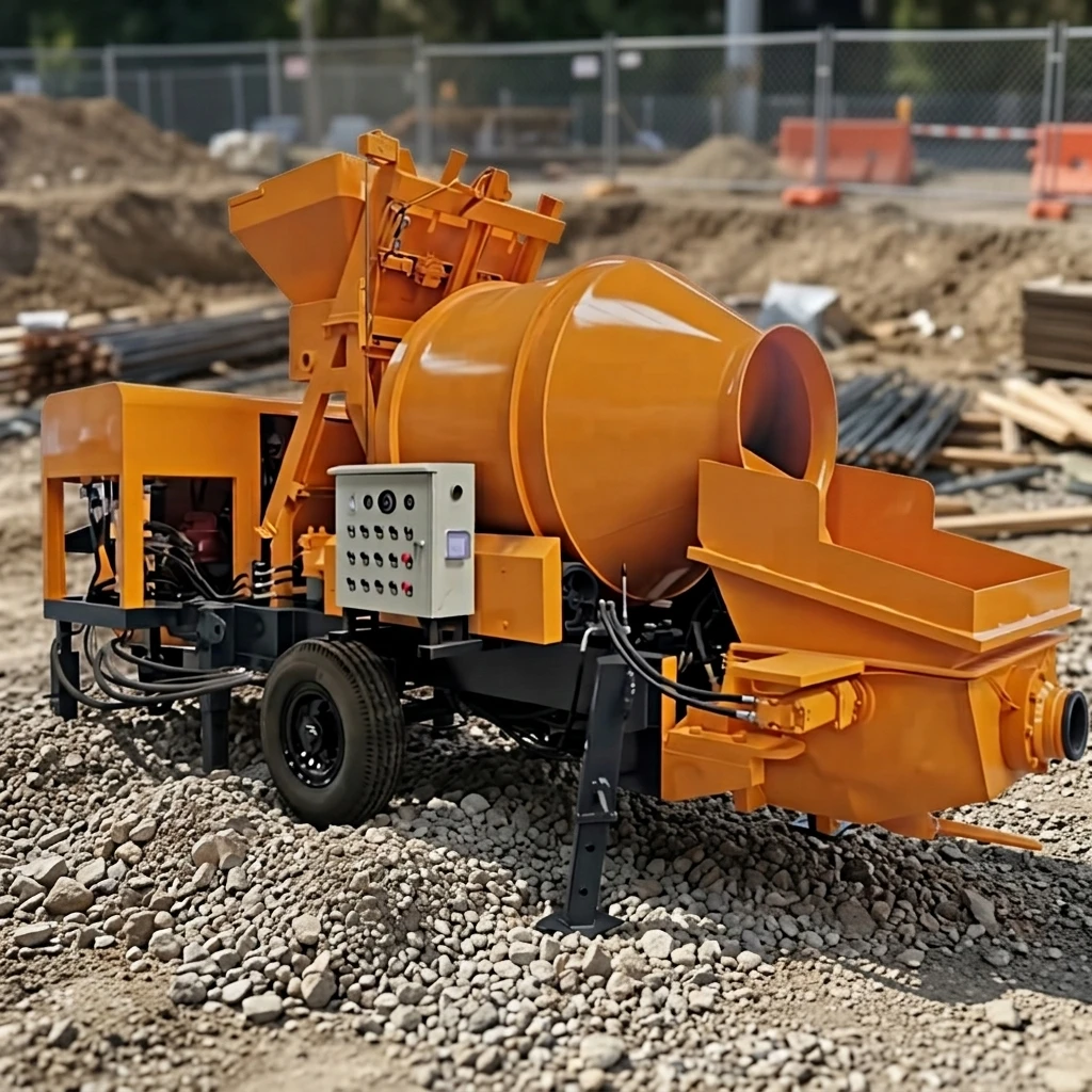 Electric Concrete Mixer Pump All In One Compact Trailer Type Cement Mix Pump Machine For Small House Construction