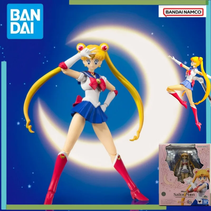 Bandai Original Anime Model Action Figure Sailor Moon SHF Tsukino Usagi Toys For Kids Christmas Gift Collectible Model Ornaments