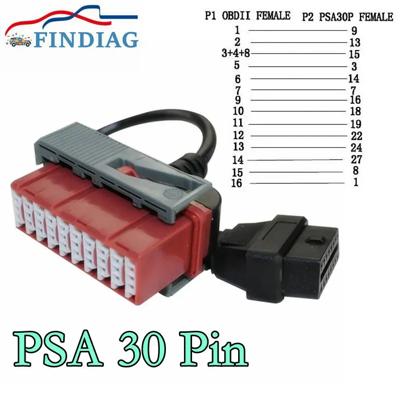 

Интерфейс OBD2 PSA 30-контактный для Lexia3 для Citroen для Peugeot Разъем адаптера PSA 30-контактный кабель на 16-контактный разъем