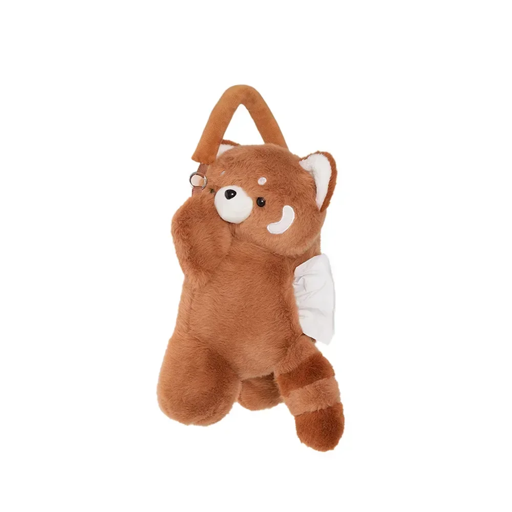 Cute Raccoon Plush Seat Back Tissue Box Car Tissue Holder Multifunctional Tissue Holder Case Car Tissue Paper Dispenser For auto