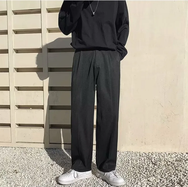 

Мужские повседневные брюки прямого кроя, широкие брюки-костюмные, свободного кроя, в корейском стиле, осенние, для отдыха