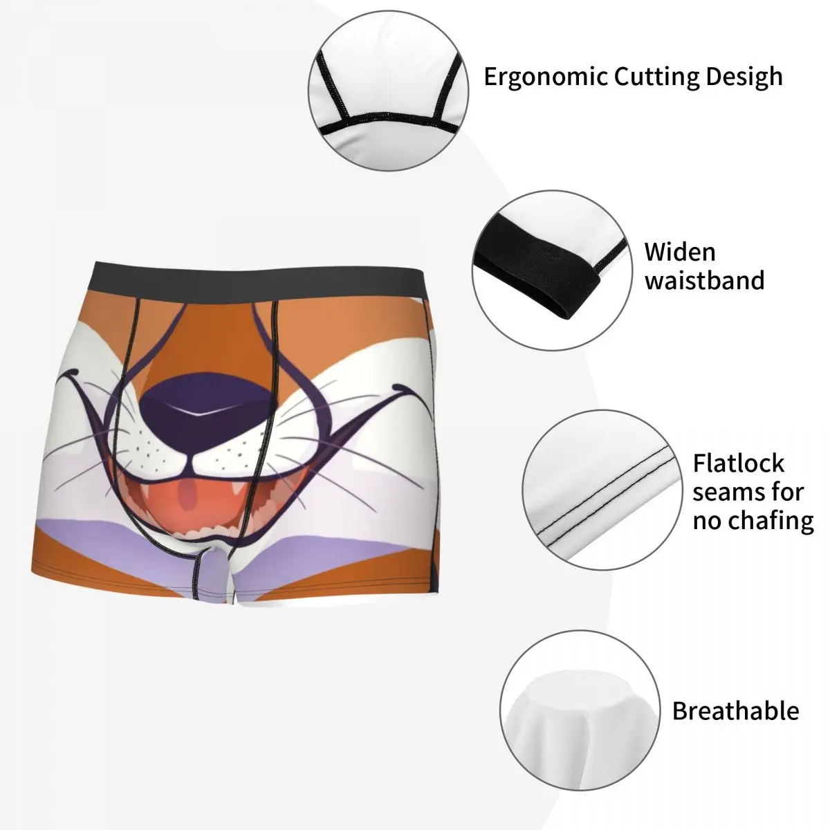 Custom Novelty Fox Maw Boxers Shorts Panties Men\'s Underpants Stretch Animal Pattern 3D Printing Briefs Underwear