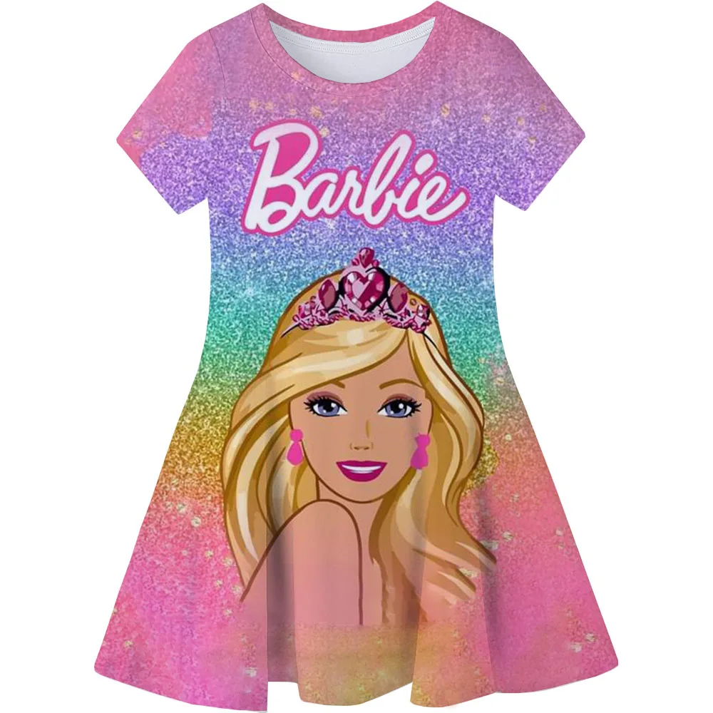 Girl Barbie Princess&Unicorn Cartoon Dress Children's Clothing 3D1-14 Birthday Party Dress Children's Casual Clothing