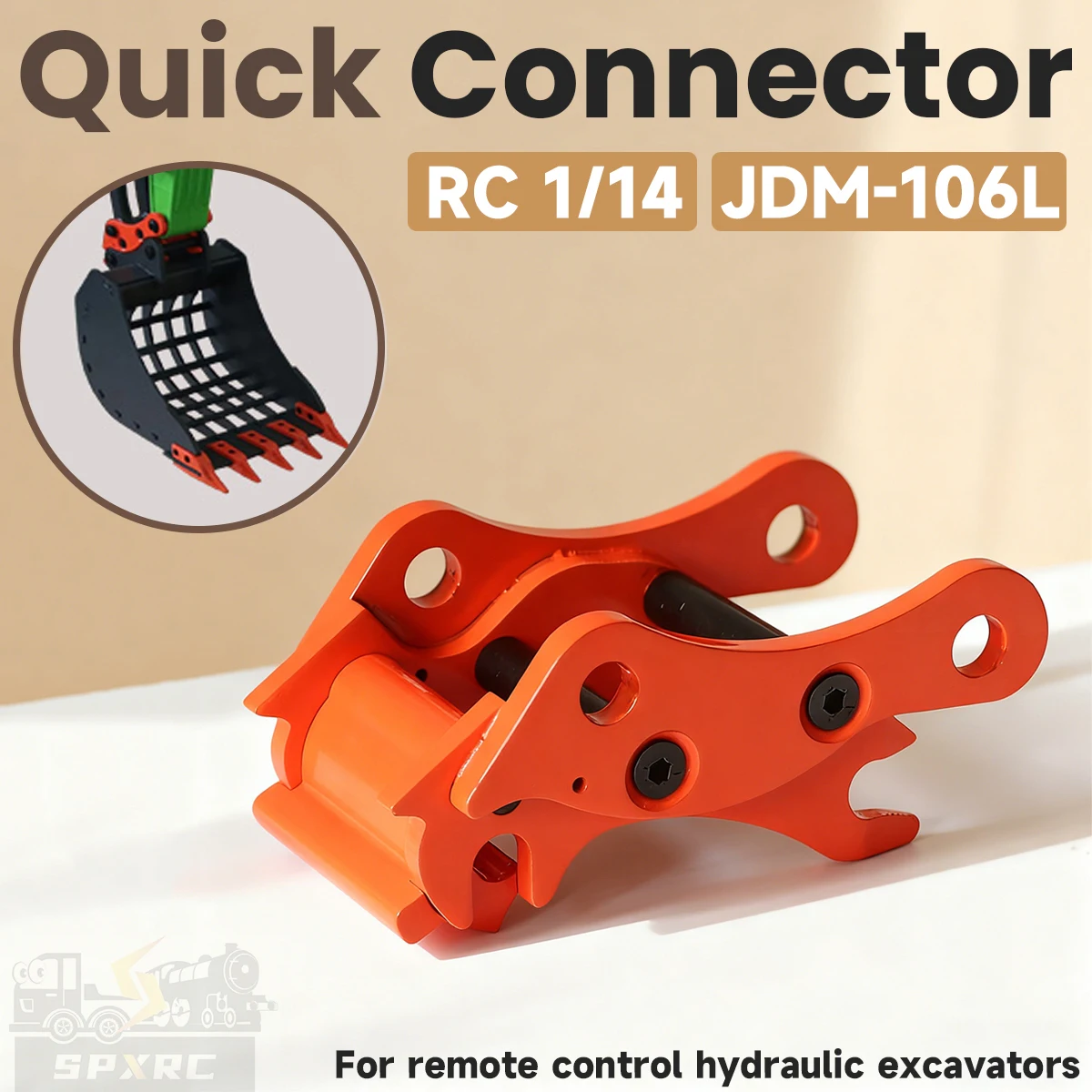 

Metal Fork Quick Move Mount Quick Connector JDM-106L For 1/14 Tamiya RC Truck Tractor Hydraulic V2 Excavator Toy Car Model Parts