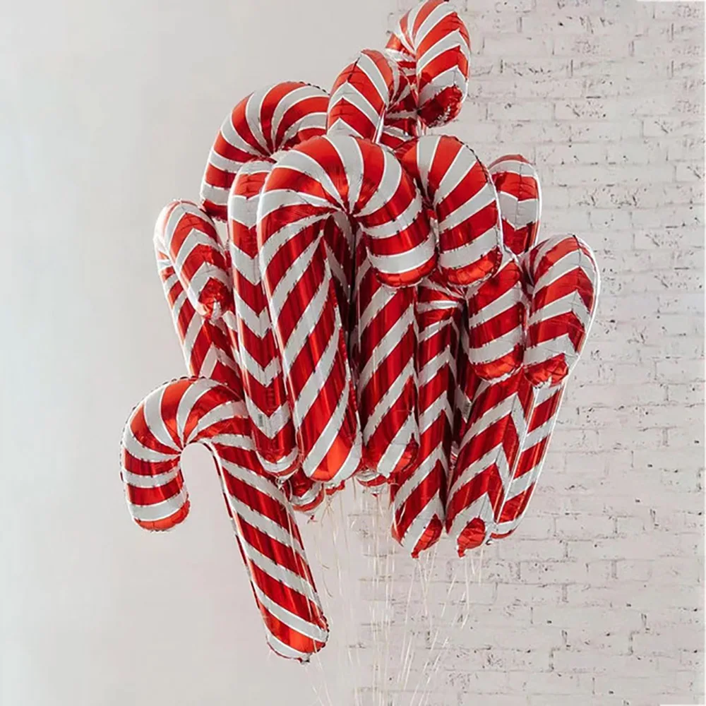 

5pcs Christmas Party Balloons Large Size Mini Candy Cane Foil Balloon Christmas Candy Round Globos for Christmas Decorations