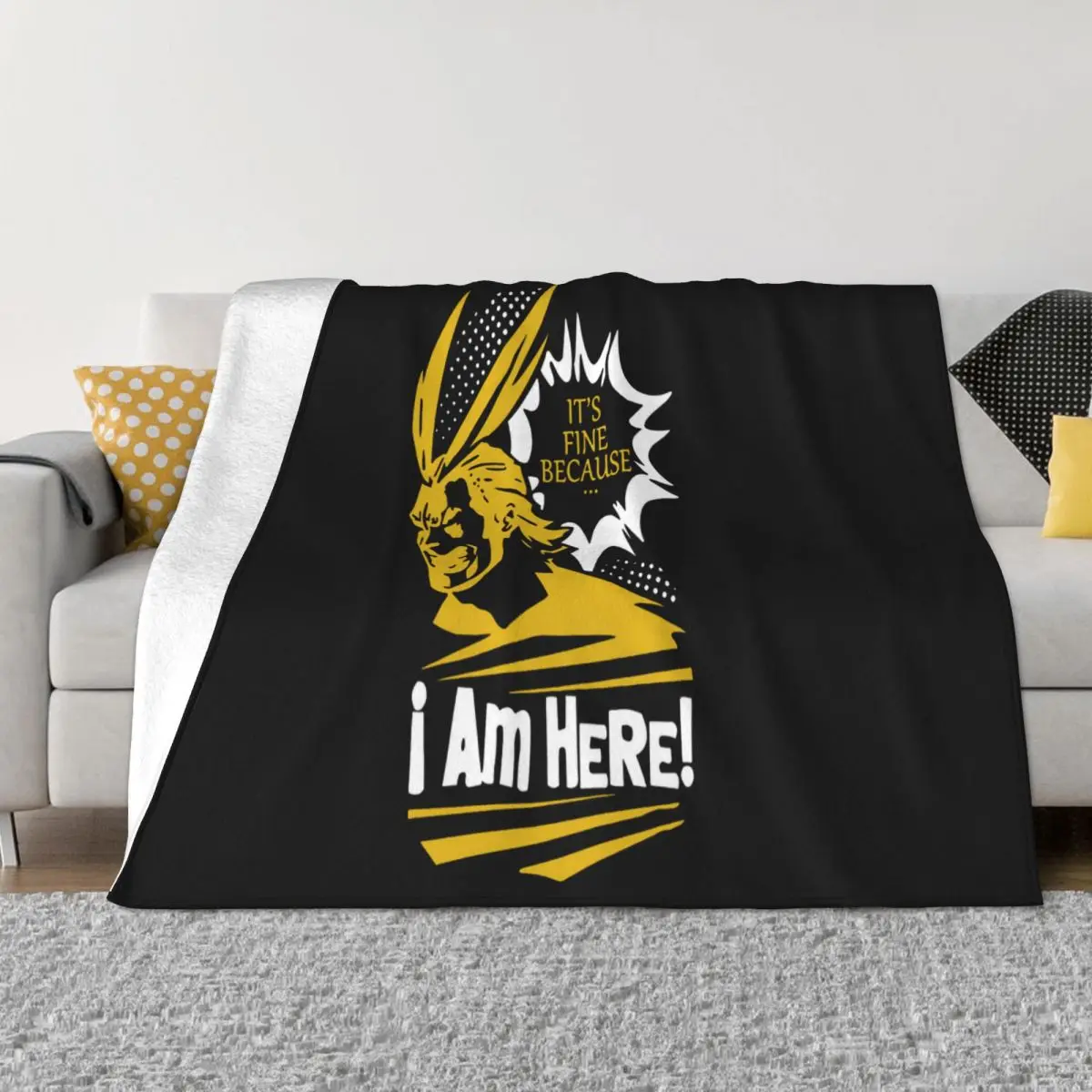 New My Heroes Academia All Might Mens Black Navy S M L Xl 6Xl New Straight Vacation Throw Blanket