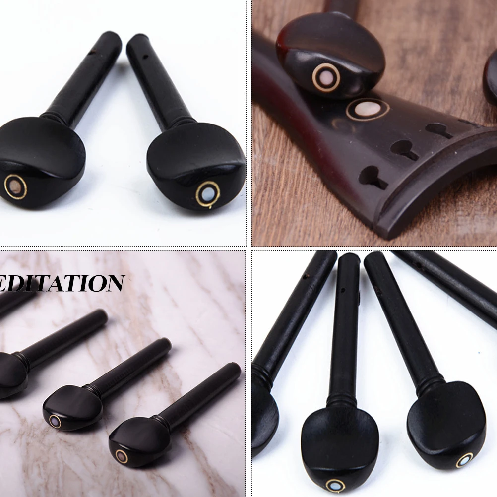 

4 Pcs Ebony String Violin Replacement Accessories Sturdy Tuning Pegs Turner for