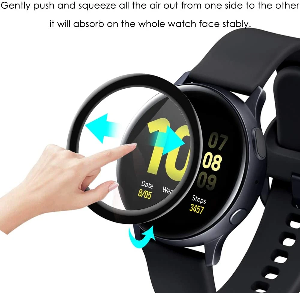 Lot de 5 films protecteurs d'écran incurvés pour Samsung Galaxy Watch Active 2, protection complète en hydrogel souple/3D