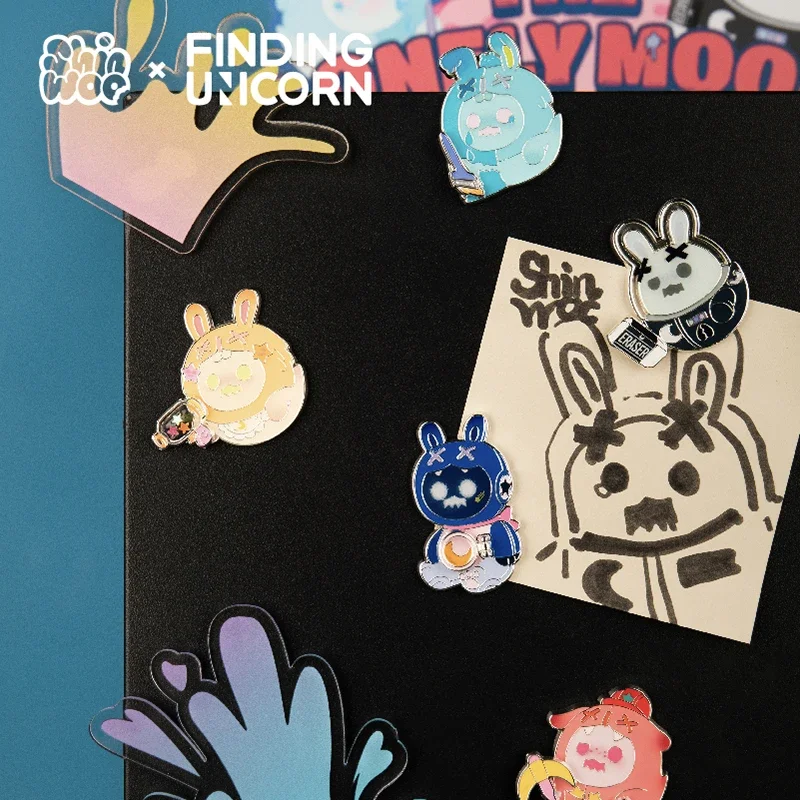 Finding Unicorn ShinWoo The Lonely Moon Series Badge Blind Box Anime Figure Guess Bag Toys Ornaments Decor Dolls Model Girl Gift