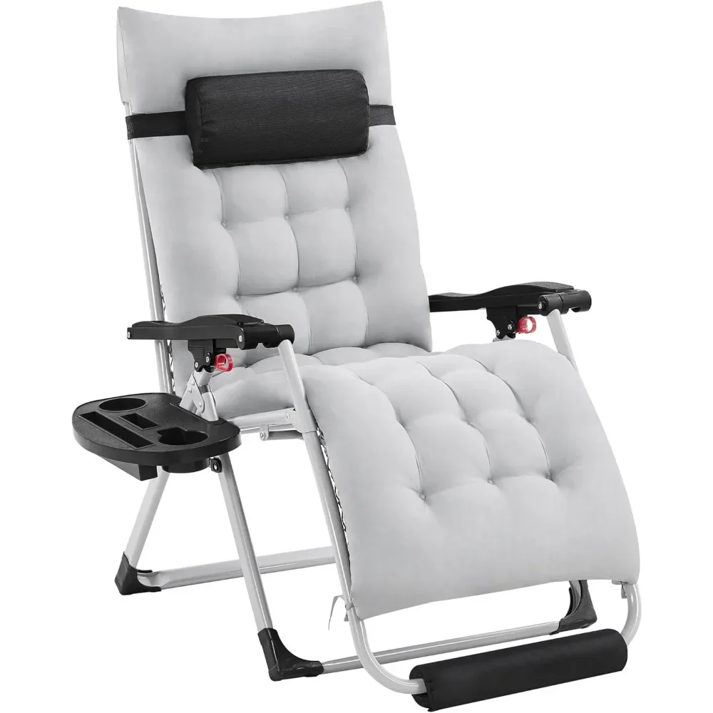 

Zero Gravity Chair, Folding Reclining Lounge Recliner with Removable PadTray for Indoor and Outdoor Gray