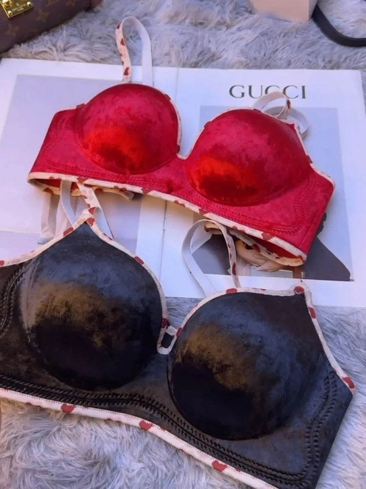 Push-up-BH im Damen-Stil, kabellos, kleine Brust, weiche Stütz-Bralette, Anti-Durchhängen, nahtloser Komfort, ohne Bügel, Spitzen-Dessous