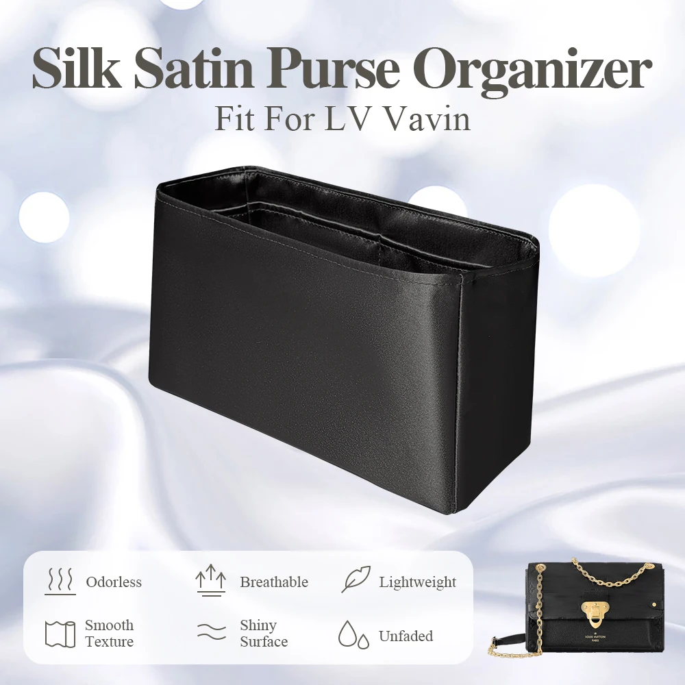 Silk Satin Purse Organizer Insert Fit for LV Vavin Handbag Smooth Inner Liner Bag Makeup Storage Bag Inside Bag In Bag Insert