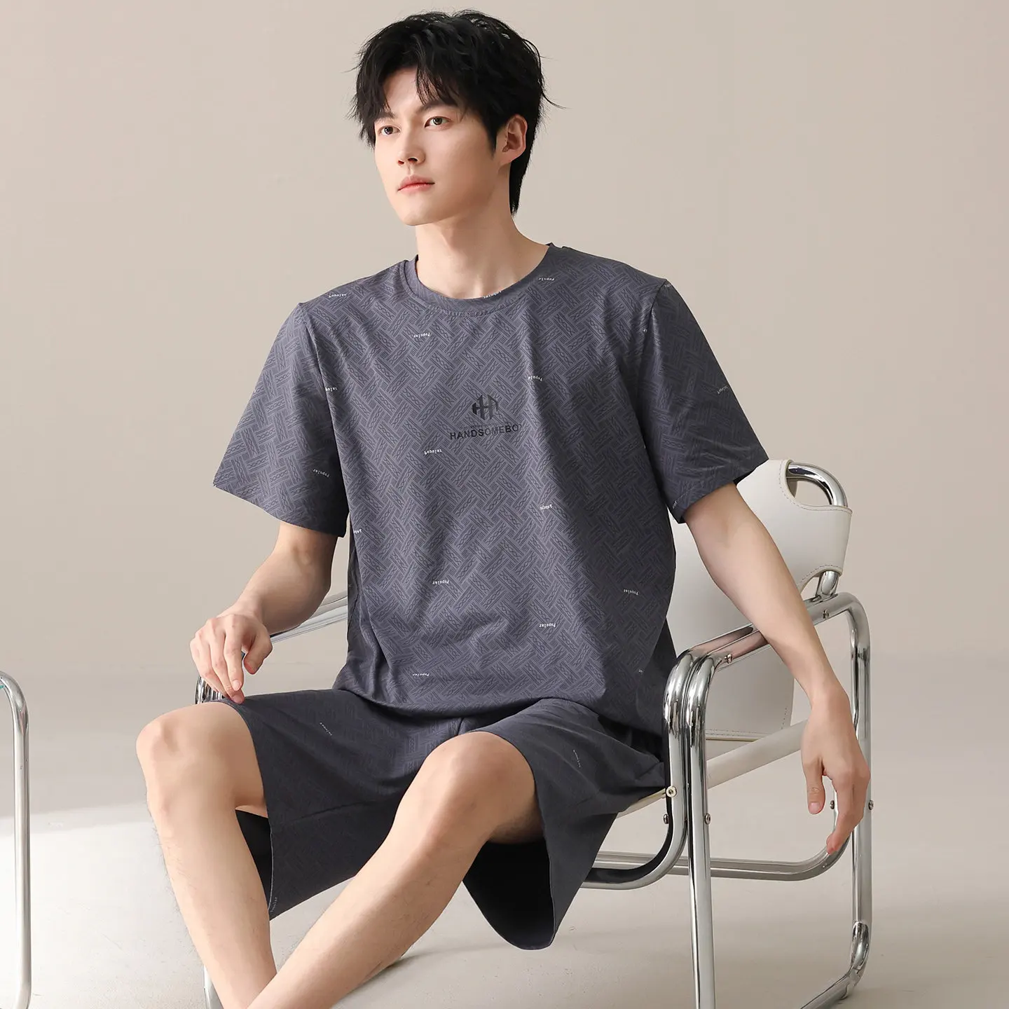 Short Sleeves Shorts Loungewear for Men 2026 New Arrival Sleepwear Men's 100% Cotton Pajamas Set Hombre PijamasL-3XL Pjs Pyjamas