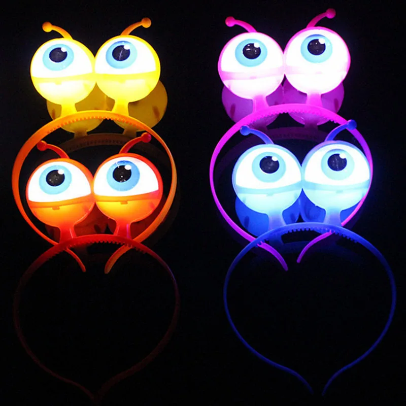 

10pcs Alien Eyes LED Flashing Headband Light Up Blinking Hairband Rave Glow Party Wedding Birthday Cosplay Halloween Christmas