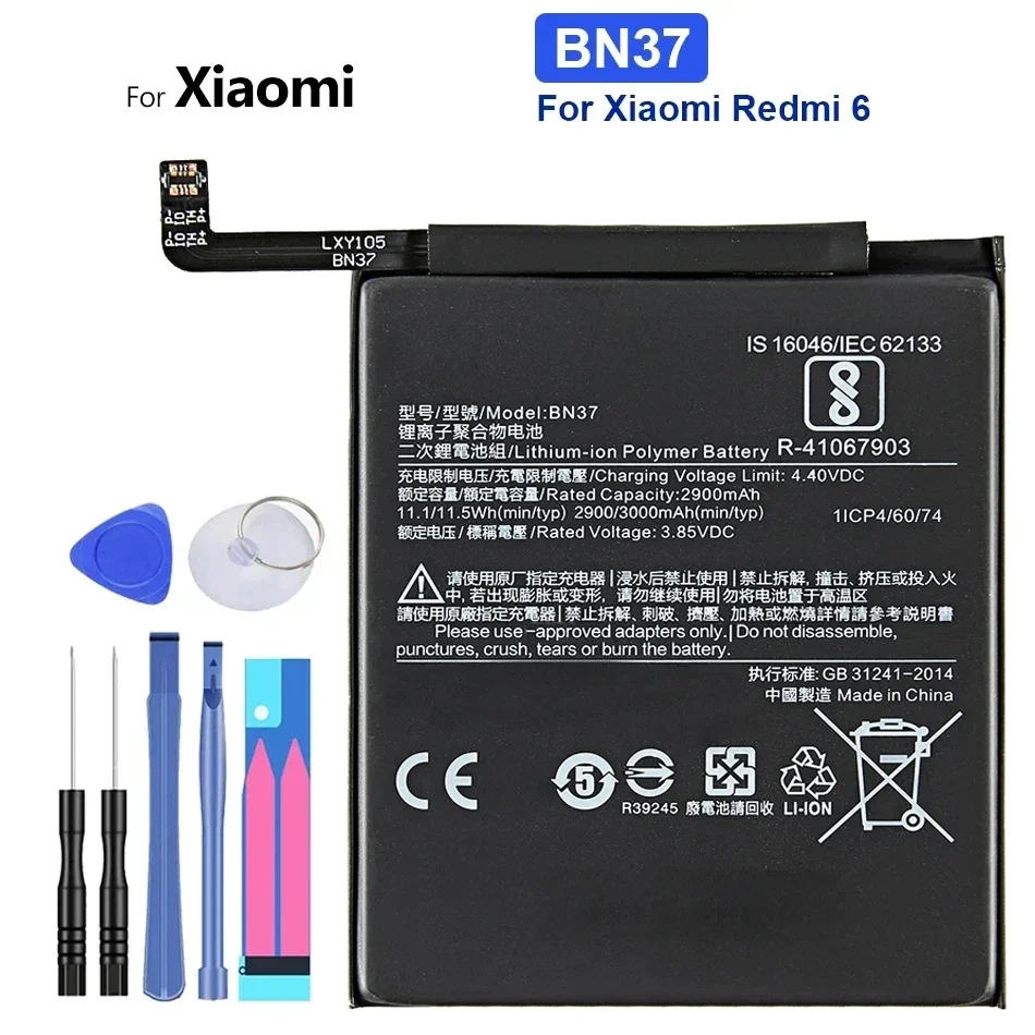 Kikiss Battery BN37 3000Mah For Xiaomi Redmi 6 6A High Quality Mobile Phone Batteries