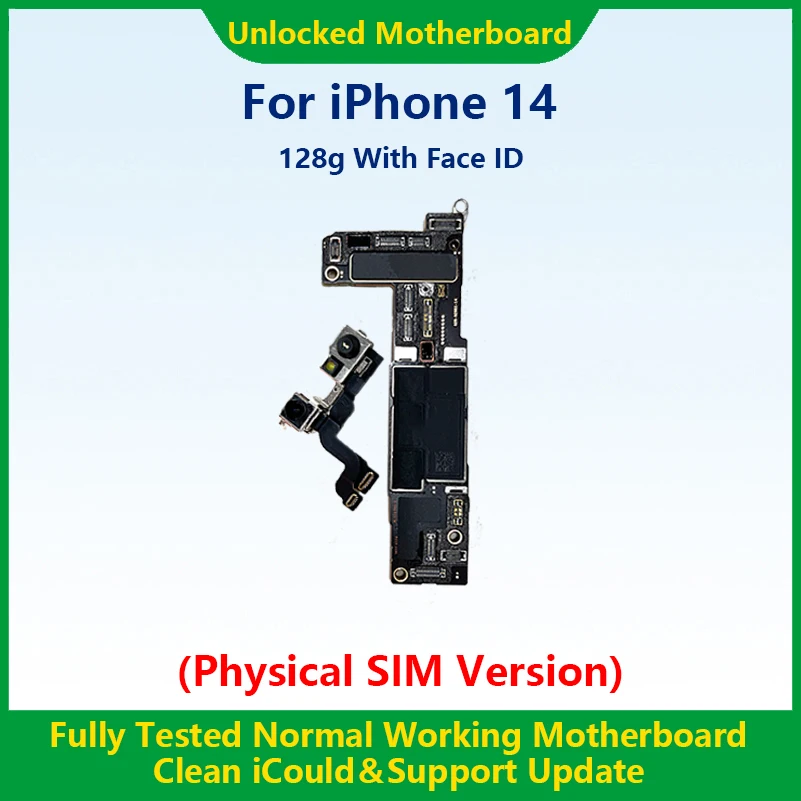 Top Fully Tested Authentic Mainboard For iPhone 14 Pro Max Unlocked Motherboard With Face ID Cleaned iCloud Physics SIM Version