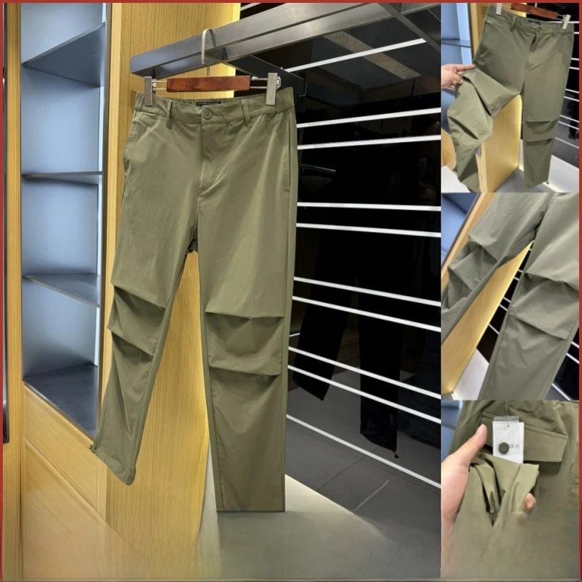 

Lightweight Breathable Summer Casual Pants Loose Fit Straight Leg Elastic Cuffed Long Trousers Faionable Urban Sle