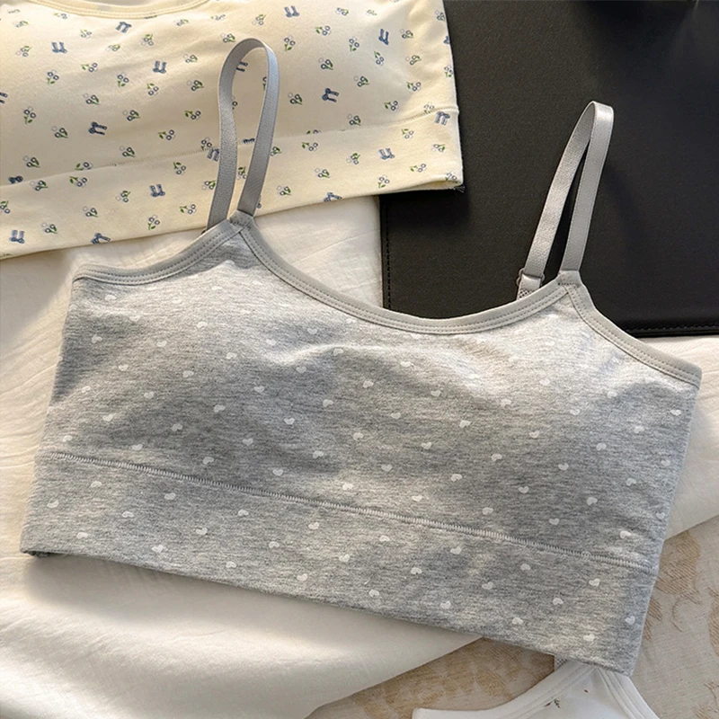 1pcs Children Innerwear Girls Bra No-Removable Sponge Cup Puberty Student Training Vest Breathable Teenage Girl Sport Brassieres
