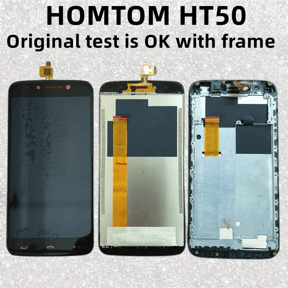 LCD Screen Display for Mobile Phone Touch, Internal and External Integrated Screen Module Replacement with Frame,For HOMTOM HT50