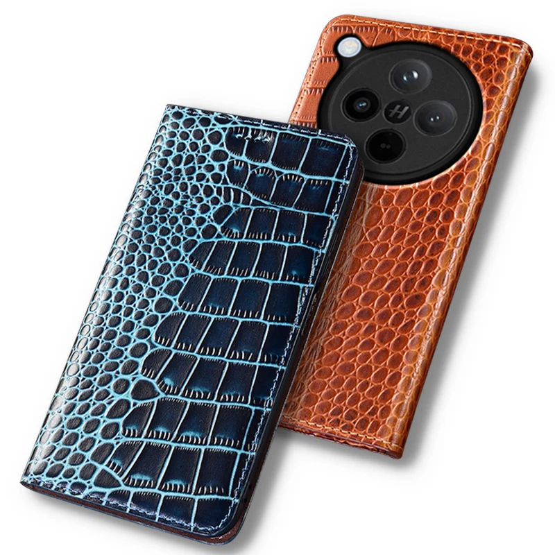 

Flip Case For OPPO Find X8Pro X8 Pro 5G Crocodile Pattern Magnetic Cover Luxury Cowhide Genuine Leather Card Pocket Wallet Cases