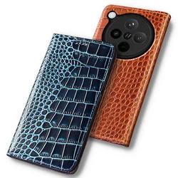 Flip Case For OPPO Find X8Pro X8 Pro 5G Crocodile Pattern Magnetic Cover Luxury Cowhide Genuine Leather Card Pocket Wallet Cases