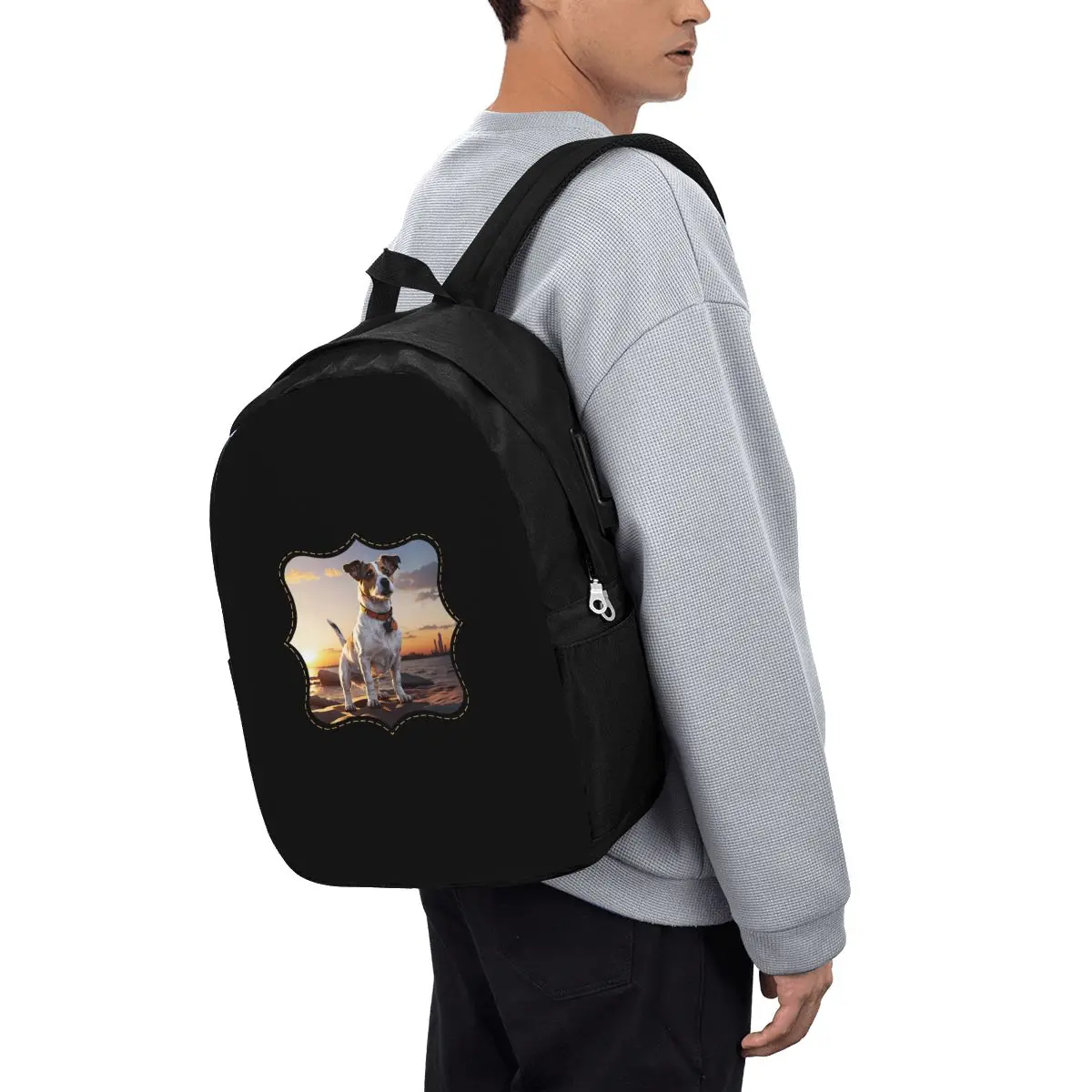 Picture 4: Jack Russell Dog At Sunset Backpack Travel Notebook Bag Computer College Student School Bag Laptop Shoulder Bags for Men Women