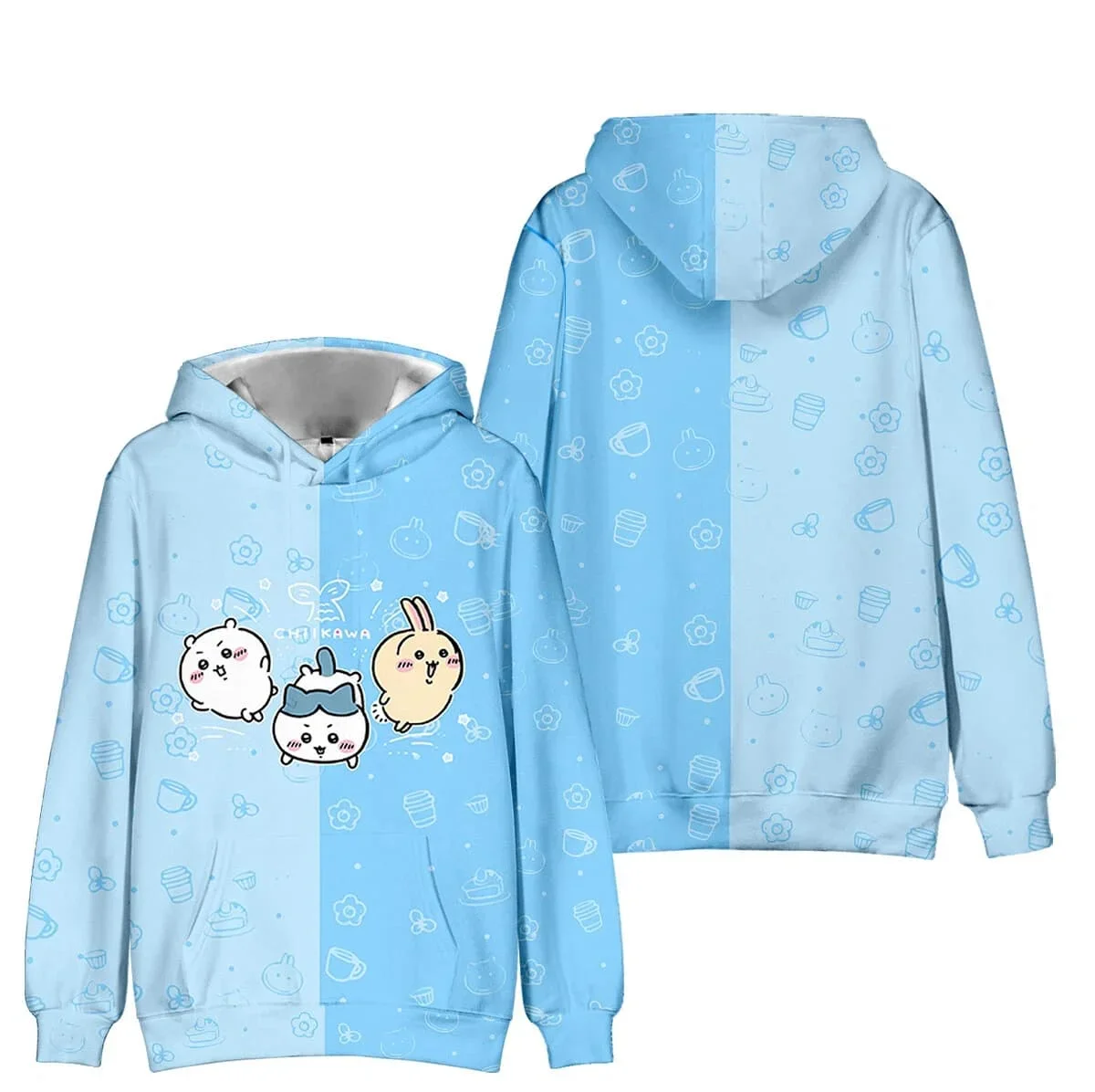 2027 Chiikawa Usagi Hachiware Hoodie Anime Pullover Sweatshirt Langarm Freizeit-Kapuzenpullover Unisex Streetwear Familien-Set – Detail 8