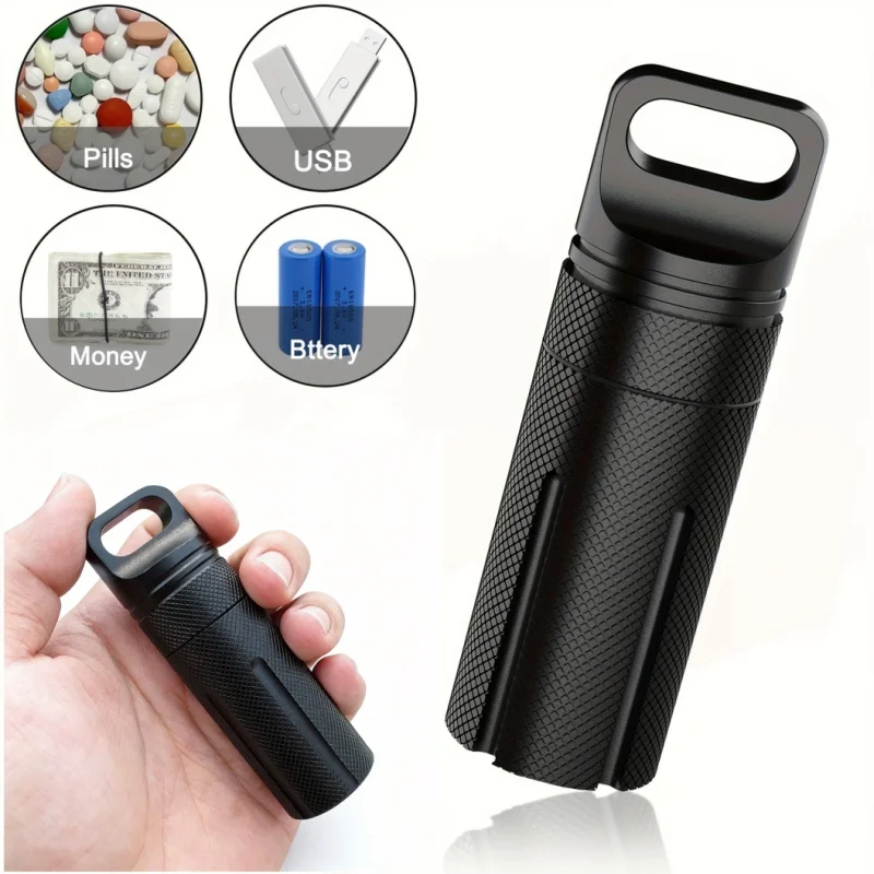 

New Aluminum EDC Survival Kit Waterproof Seal Bottle Capsule/Pill Airtight Case Outdoor Tools Capsule Holder Storage Container