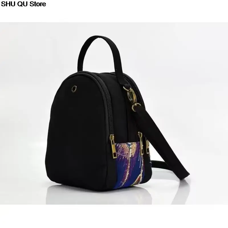 Retro Design Canvas Backpack Women Large Capacity Ethnic Backpack Handmade Embroidered Knapsack Female Travel Shoulder Rucksack