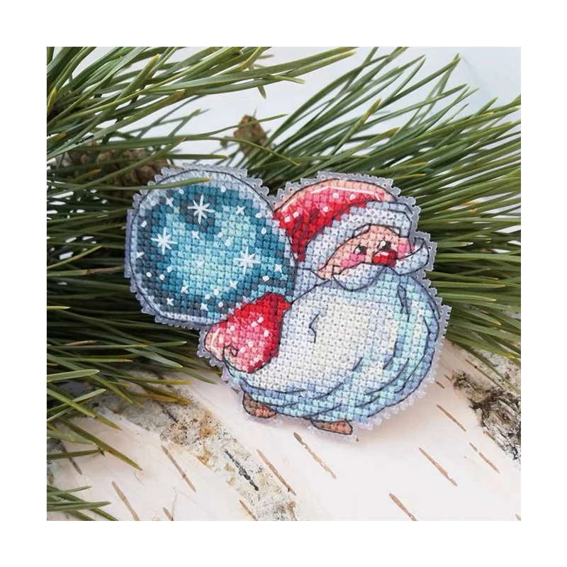 Cross-stitch Santa Claus Christmas tree pendants, fridge magnets, keychains, bookmarks