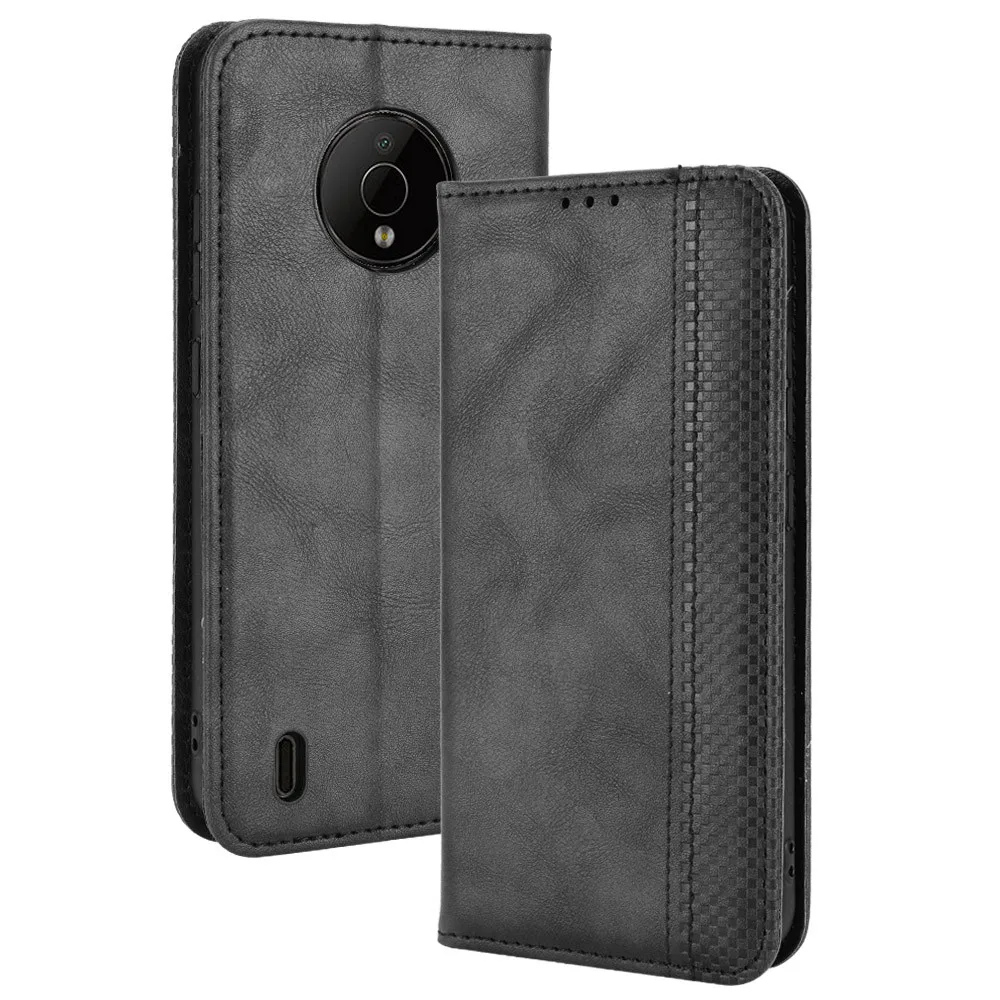 Para nokia c200 caso de luxo flip couro do plutônio carteira adsorção magnética caso para nokia c200 c 200 nokiac200 sacos telefone