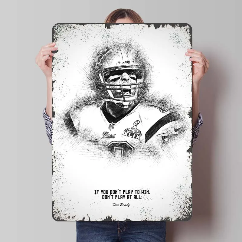 Tom Brady Metal Signs Football Posters Room Decoration Customized Tinplate Sign for Wall Art Decoration Vintage Home Decor Items