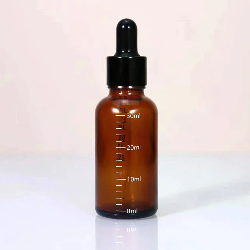 Bottiglie contagocce da 5 ml-100 ml con reagente in scala Goccia per gli occhi Bottiglia per pipetta liquida per aromaterapia in vetro ambrato Bottiglie riutilizzabili da viaggio