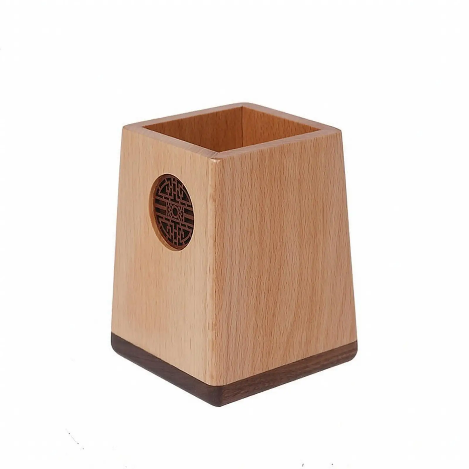 Office Desk Pen Organizer Holder Black Walnut Wood Pencil Case Box for Pens Pencils Stationery Storage