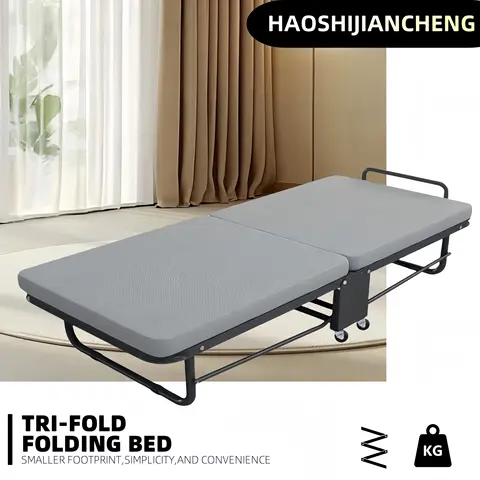 Installation-Free Foldable Single Bed, Suitable for Outdoor Camping, Lunch Breaks, Friends Staying Over, Etc
