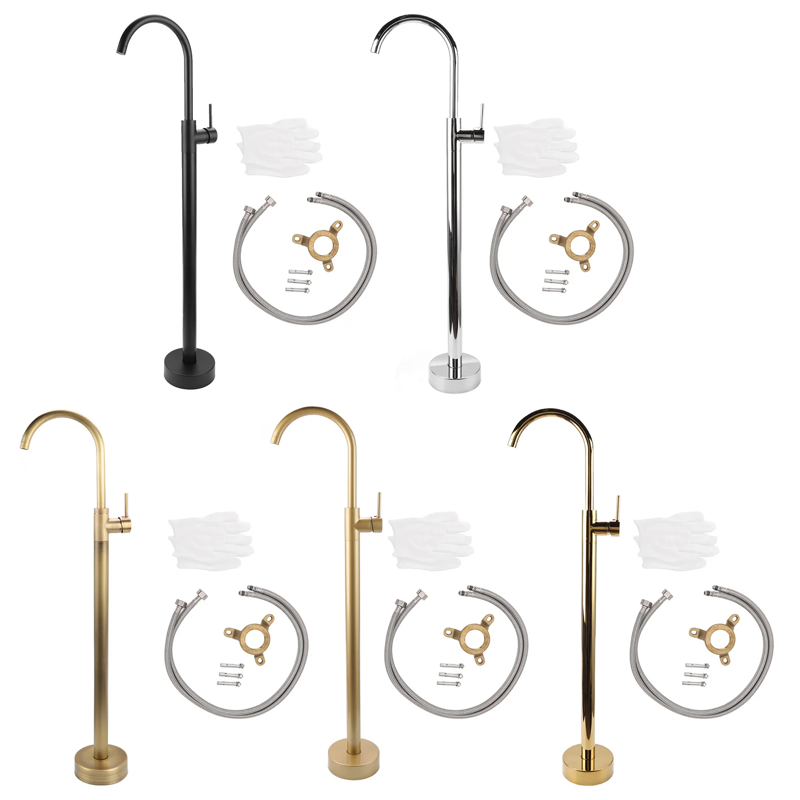 

Freestanding Bathtub Faucet Corrosion Resistant Stable Shower Mixer Tap Elegant High Durability for Column Type Basin