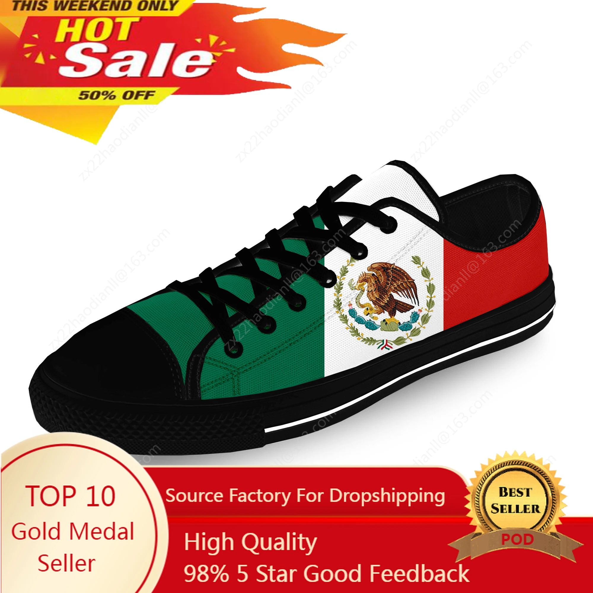 

Mexico Mexican Flag Patriotic Cool Casual Cloth Fashion 3D Print Low Top Canvas Shoes Men Women Lightweight Breathable Sneakers