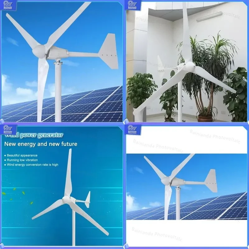 1000W Wind Turbine Generator 12V 24V 48V Hybrid Solar Power System Home Garden Outdoor Energy Saving Kit Low Noise