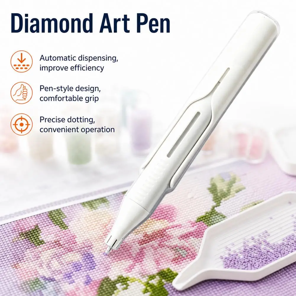 Automatic Diamond Art Pen Dispenser Wax-Free Dotting Tool Ergonomic Diamond Art Stylus Pen For DIY Crafts Beads Placement