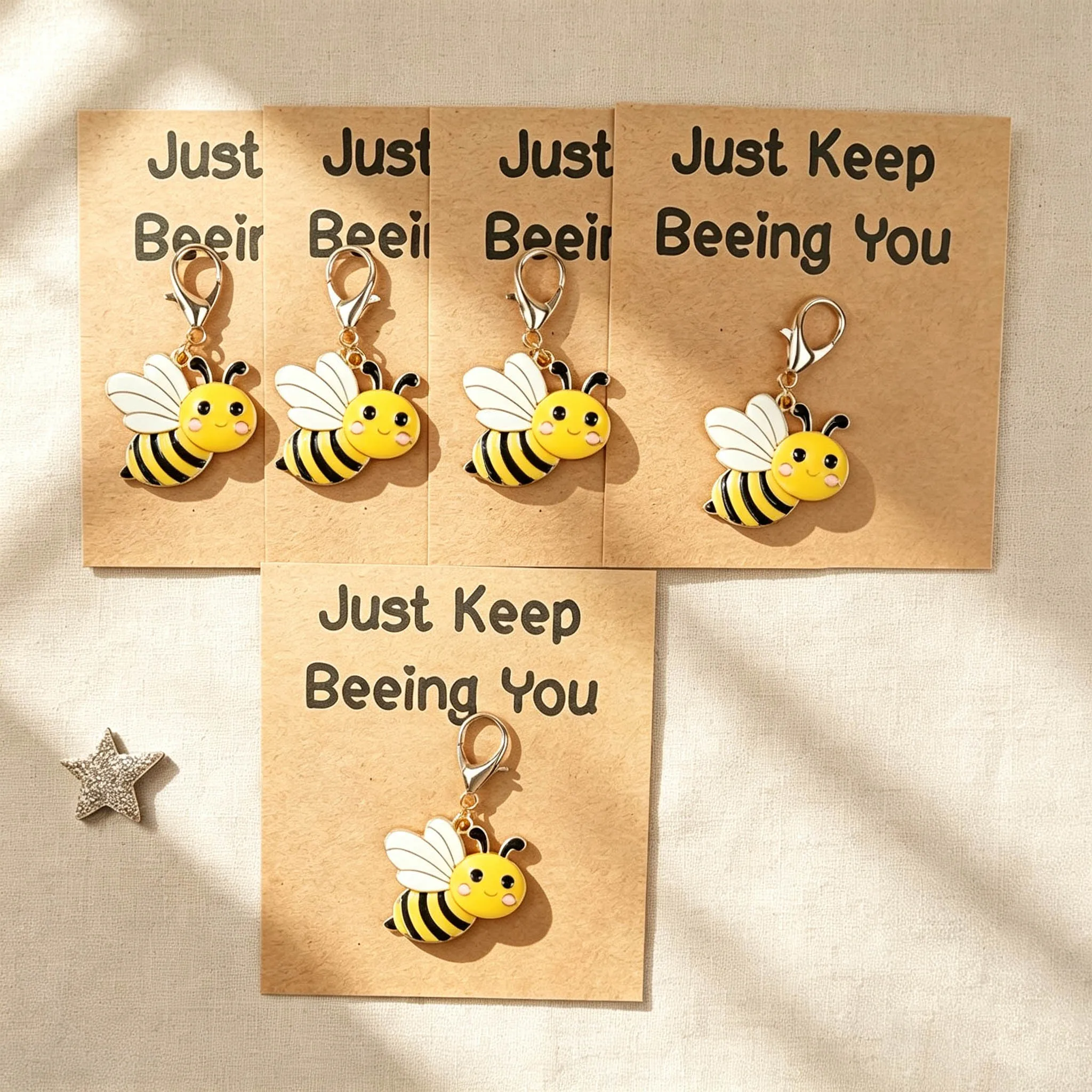 5 Cute Bee Keychains, Encouraging Gifts, Adorable Friendship Gifts, Positive Energy Encouragement Gifts, Ideal Gifts for Family Members